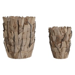 Set di vasi da fiori Home ESPRIT Marrone Legno di paulownia 35 x 35 x 45 cm (2 Pezzi)