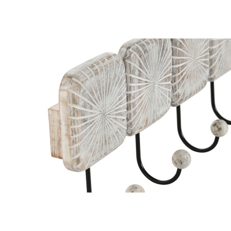 Appendiabiti da parete Home ESPRIT Bianco Nero Ferro Legno di mango Città 41 x 7 x 17 cm