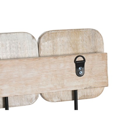 Appendiabiti da parete Home ESPRIT Bianco Nero Ferro Legno di mango Città 41 x 7 x 17 cm
