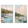 Quadro Home ESPRIT Azzurro Verde Grigio Rosa Velieri Mediterraneo (2 Unità)