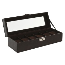 Scatola-Portagioie Home ESPRIT Beige Marrone scuro Poliuretano Cristallo Legno MDF 30 x 10 x 8 cm