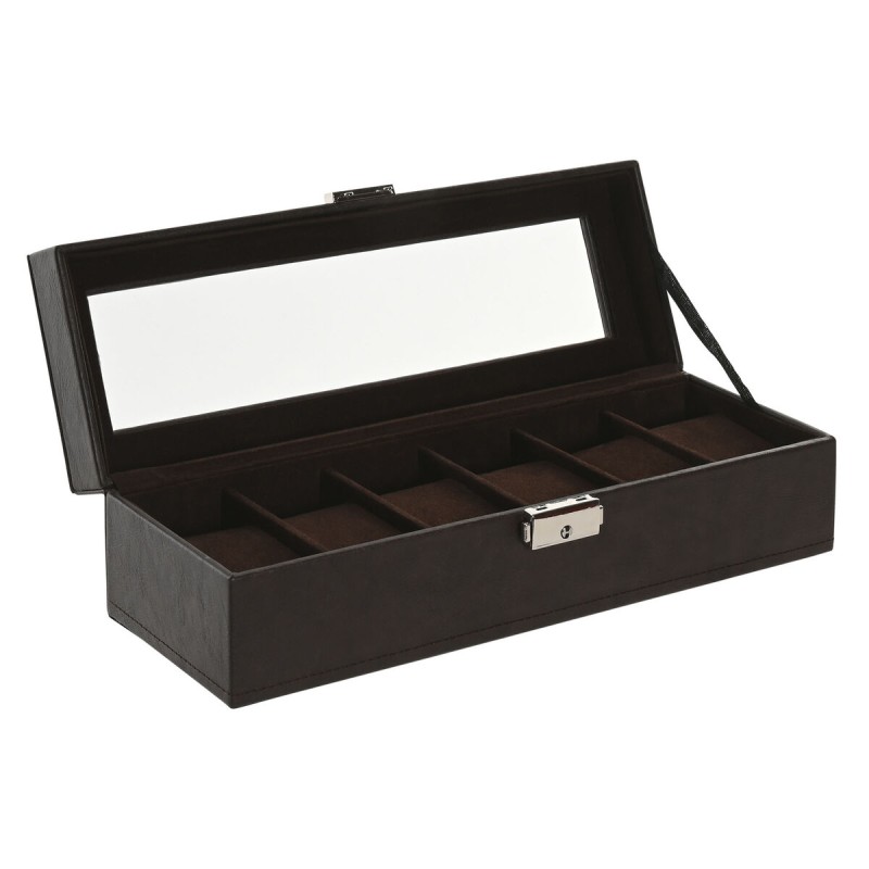 Scatola-Portagioie Home ESPRIT Beige Marrone scuro Poliuretano Cristallo Legno MDF 30 x 10 x 8 cm