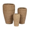 Set di vasi da fiori Home ESPRIT Naturale Metallo Fibra naturale Bali 43 x 43 x 70 cm (3 Pezzi)