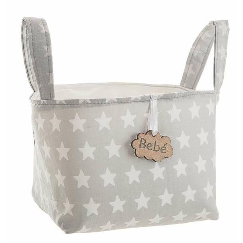 Cestino Grigio Stelle Con manici 17 x 13,5 x 20 cm Cestino Grigio Stelle Con manici 17 x 13,5 x 20 cm