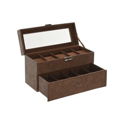 Scatola-Portagioie Home ESPRIT Marrone Poliuretano Cristallo Legno MDF 27,5 X 11 X 15,5 CM