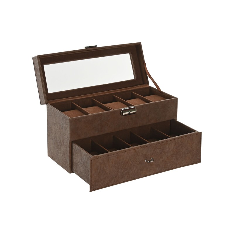 Scatola-Portagioie Home ESPRIT Marrone Poliuretano Cristallo Legno MDF 27,5 X 11 X 15,5 CM Scatola-Portagioie Home ESPRIT Marrone Poliuretano Cristallo Legno MDF 27,5 X 11 X 15,5 CM