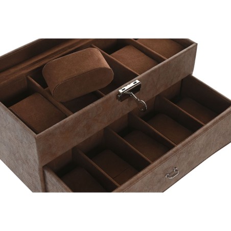 Scatola-Portagioie Home ESPRIT Marrone Poliuretano Cristallo Legno MDF 27,5 X 11 X 15,5 CM