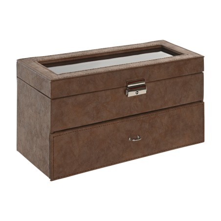 Scatola-Portagioie Home ESPRIT Marrone Poliuretano Cristallo Legno MDF 27,5 X 11 X 15,5 CM