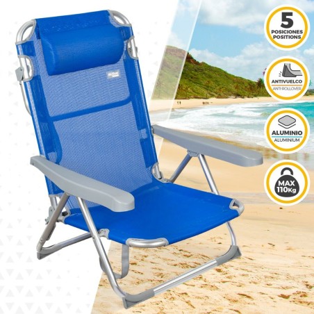 Sedia da Spiaggia Aktive Pieghevole Azzurro 48 x 90 x 60 cm (2 Unità)