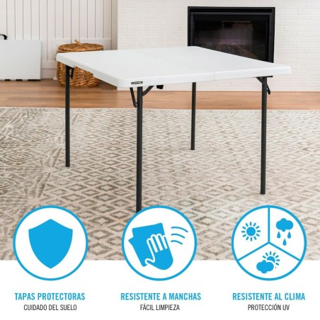 Tavolo Pieghevole Lifetime Bianco Acciaio Plastica 94 x 74 x 94 cm