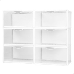 Scatola da scarpe impilabile Max Home Bianco 6 Unità polipropilene ABS 35 x 18,5 x 27 cm