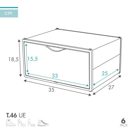 Scatola da scarpe impilabile Max Home Bianco 6 Unità polipropilene ABS 35 x 18,5 x 27 cm