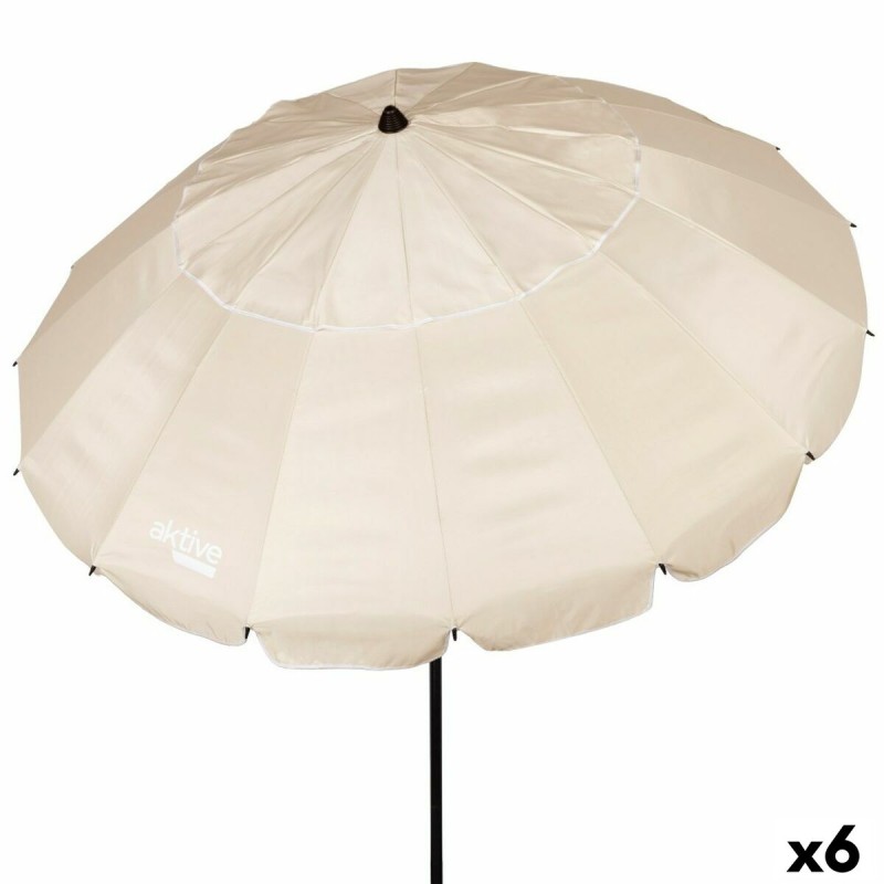 Ombrellone Aktive Crema Alluminio 240 x 235 x 240 cm (6 Unità)
