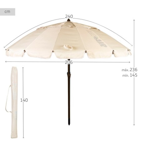 Ombrellone Aktive Crema Alluminio 240 x 235 x 240 cm (6 Unità)