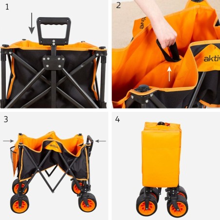 Carrello Multiuso Aktive Arancio Poliestere PVC Acciaio 86 x 108 x 44 cm Pieghevole Spiaggia