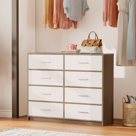 Cassettiera Max Home Bianco Grigio Moderno 114 x 92 x 30 cm