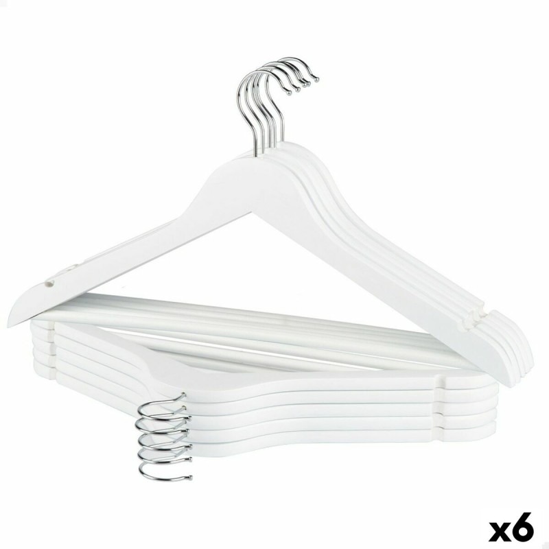 Set di Grucce Max Home Bianco Legno Acciaio 44,5 x 23 x 1 cm 10 Pezzi (6 Unità) Set di Grucce Max Home Bianco Legno Acciaio 44,5 x 23 x 1 cm 10 Pezzi (6 Unità)