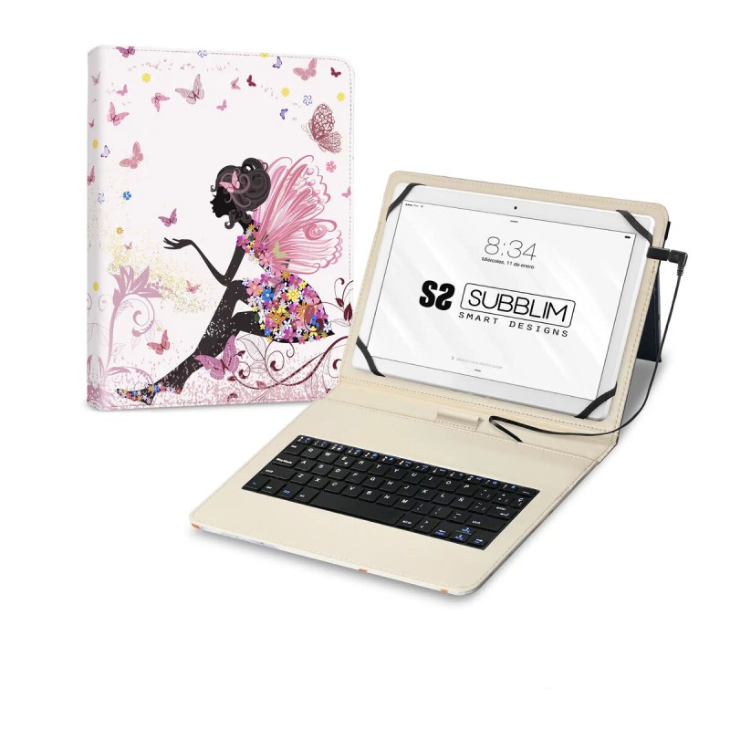 Tastiera Bluetooth con Supporto per Tablet Subblim SUBKT1-USB052 Qwerty in Spagnolo Multicolore Spagnolo Tastiera Bluetooth con Supporto per Tablet Subblim SUBKT1-USB052 Qwerty in Spagnolo Multicolore Spagnolo
