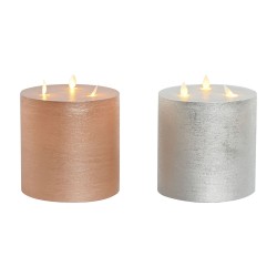Candela LED DKD Home Decor Dorato Argentato 15 x 15 x 15 cm (AA) (2 Unità)