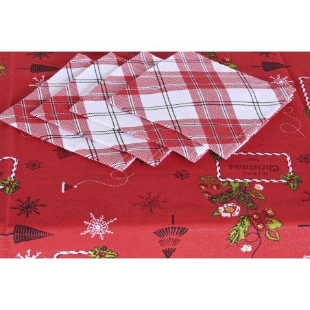 Set biancheria da tavola DKD Home Decor Bianco Rosso Verde Beige (5 Pezzi) (2 Unità)
