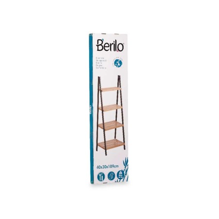 Scaffale da Bagno Berilo WR5504-4-425 Nero Naturale 40 x 109,3 x 30 cm