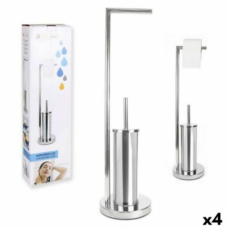 Porta Carta Igienica con Supporto per Scopino Confortime 18,5 x 74 cm (4 Unità)