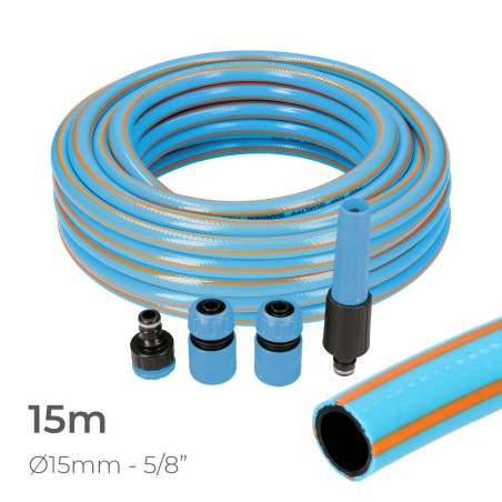 Set di Tubi flessibili con accessori EDM 74107 PVC 5/8" 20 mm x 15 m Azzurro (15 m)