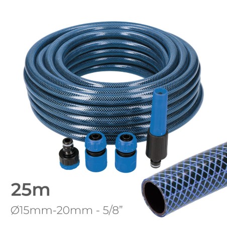 Set di Tubi flessibili con accessori EDM 74099 5/8" 20 mm x 25 m Azzurro (25 m)