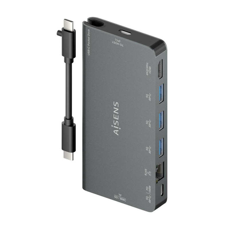 Hub USB Aisens ASUC-8P015-GR Grigio (1 Unità) Hub USB Aisens ASUC-8P015-GR Grigio (1 Unità)