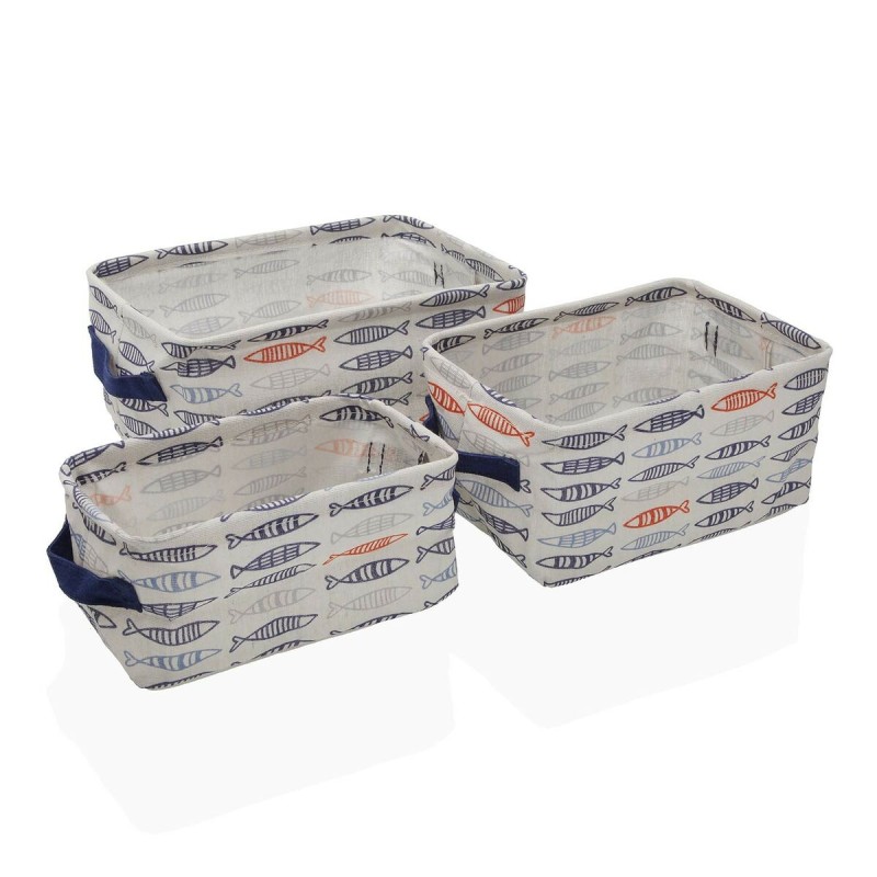 Set di Cestini Versa 28 x 18 x 14 cm Pesci Rettangolare Set di Cestini Versa 28 x 18 x 14 cm Pesci Rettangolare