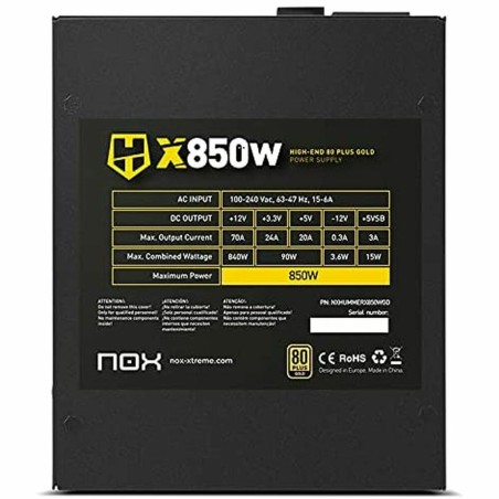 Fonte di Alimentazione Nox-Xtreme NXHUMMERX850WGD ATX 850 W 80 Plus Gold