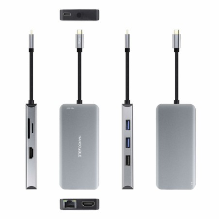 Hub USB NANOCABLE 10.16.1009 Grigio (1 Unità)