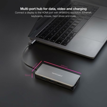 Hub USB NANOCABLE 10.16.1009 Grigio (1 Unità)