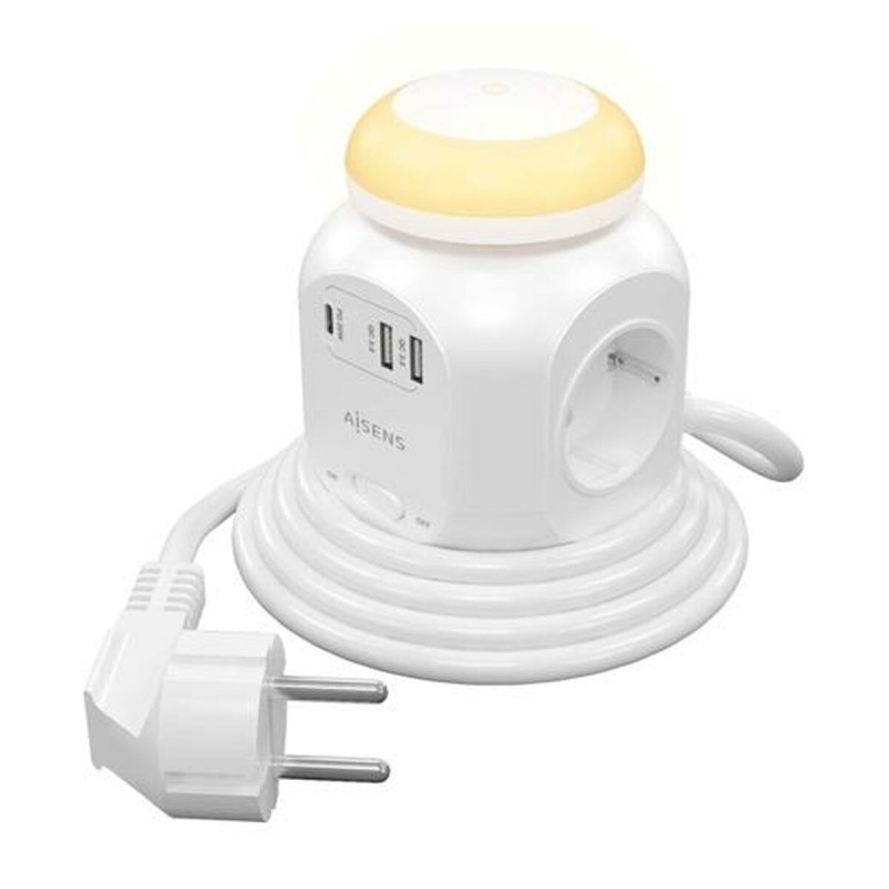 Multipresa con 4 Prese con Interruttore Aisens ASPS-2A1CLPQ02-W (1,8 m) Multipresa con 4 Prese con Interruttore Aisens ASPS-2A1CLPQ02-W (1,8 m)