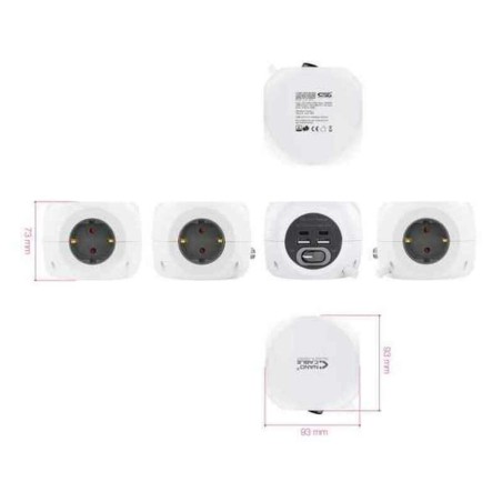 Multipresa con 3 Prese con Interruttore NANOCABLE 10.37.0001 1,4 m Bianco