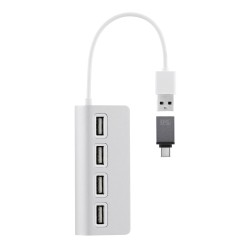 Hub USB T'NB TNB HUB autoalimentado USB 2.0 de 4 puertos - aluminio Grigio