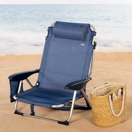 Sedia Pieghevole Aktive Blu scuro 51 x 45 x 76 cm Spiaggia