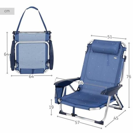 Sedia Pieghevole Aktive Blu scuro 51 x 45 x 76 cm Spiaggia