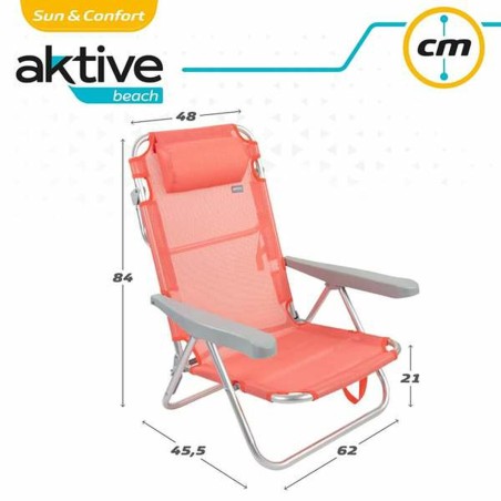 Sedia Pieghevole Aktive Flamingo Rosa 48 x 46 x 84 cm 47 x 63 x 99 cm Spiaggia Cuscino Borsa Portaoggetti Sottobicchieri