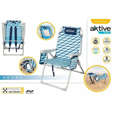 Sedia da Spiaggia Aktive 64 x 63 x 43 cm Celeste