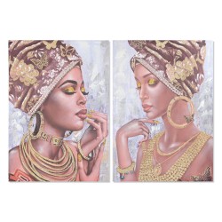 Quadro Home ESPRIT Coloniale Africana 70 x 3 x 100 cm (2 Unità)