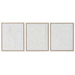 Quadro Home ESPRIT Bianco polistirene Tela Astratto Scandinavo 40 x 4,8 x 50 cm (3 Unità)