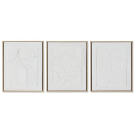 Quadro Home ESPRIT Bianco polistirene Tela Astratto Scandinavo 40 x 4,8 x 50 cm (3 Unità)