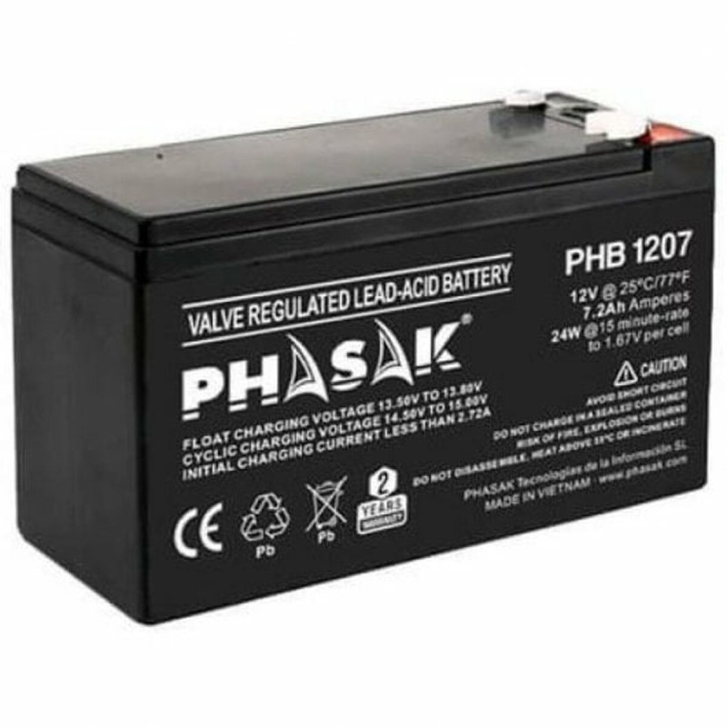 Batteria per Gruppo di Continuità UPS Phasak PHB 1207 12 V Batteria per Gruppo di Continuità UPS Phasak PHB 1207 12 V