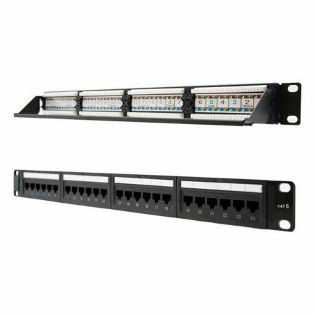 Patch Panel 24 Porte UTP Categoria 6 NANOCABLE 10.21.3124 19" RJ45 Nero