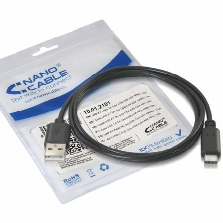 Cavo USB A con USB-C NANOCABLE 10.01.2102 Nero 2 m