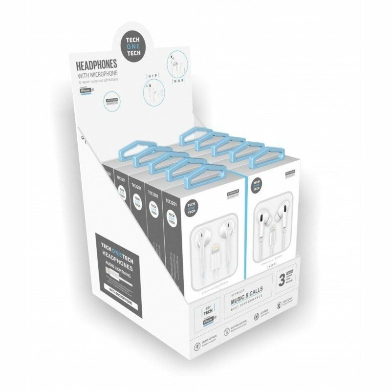 Auricolari con Microfono Tech One Tech TEC1203 Bianco 10 Unità Auricolari con Microfono Tech One Tech TEC1203 Bianco 10 Unità