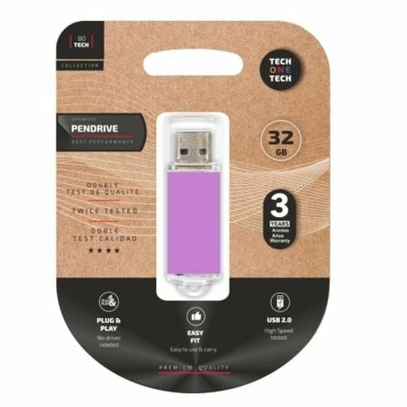 Memoria USB Tech One Tech TEC3009-32 Porpora 32 GB Memoria USB Tech One Tech TEC3009-32 Porpora 32 GB