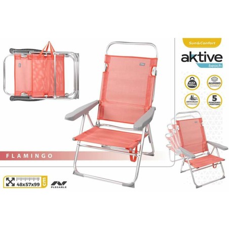Sedia da Spiaggia Aktive Rosa 48 x 57 x 99 cm Multiposizione