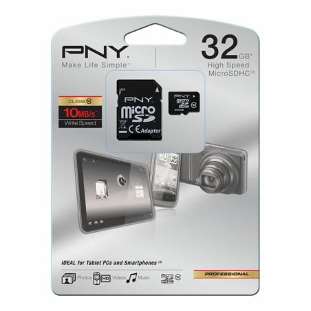 Scheda Di Memoria Micro SD con Adattatore PNY ‎SDU32GBHC10HP-EF Classe 10 32 GB
